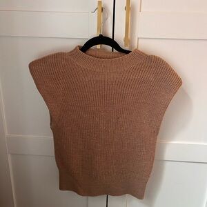 Babaton Tan Sleeveless Knit Sweater